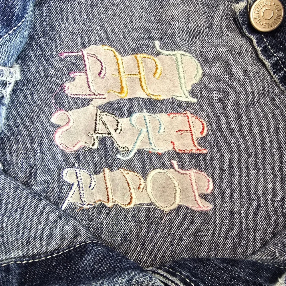 OshKosh B'gosh Tour Jean Jacket Custom Embroidered Denim Girls Size 7